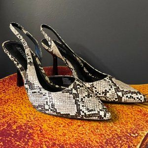 Just Fab Black & White Snake Print Heels